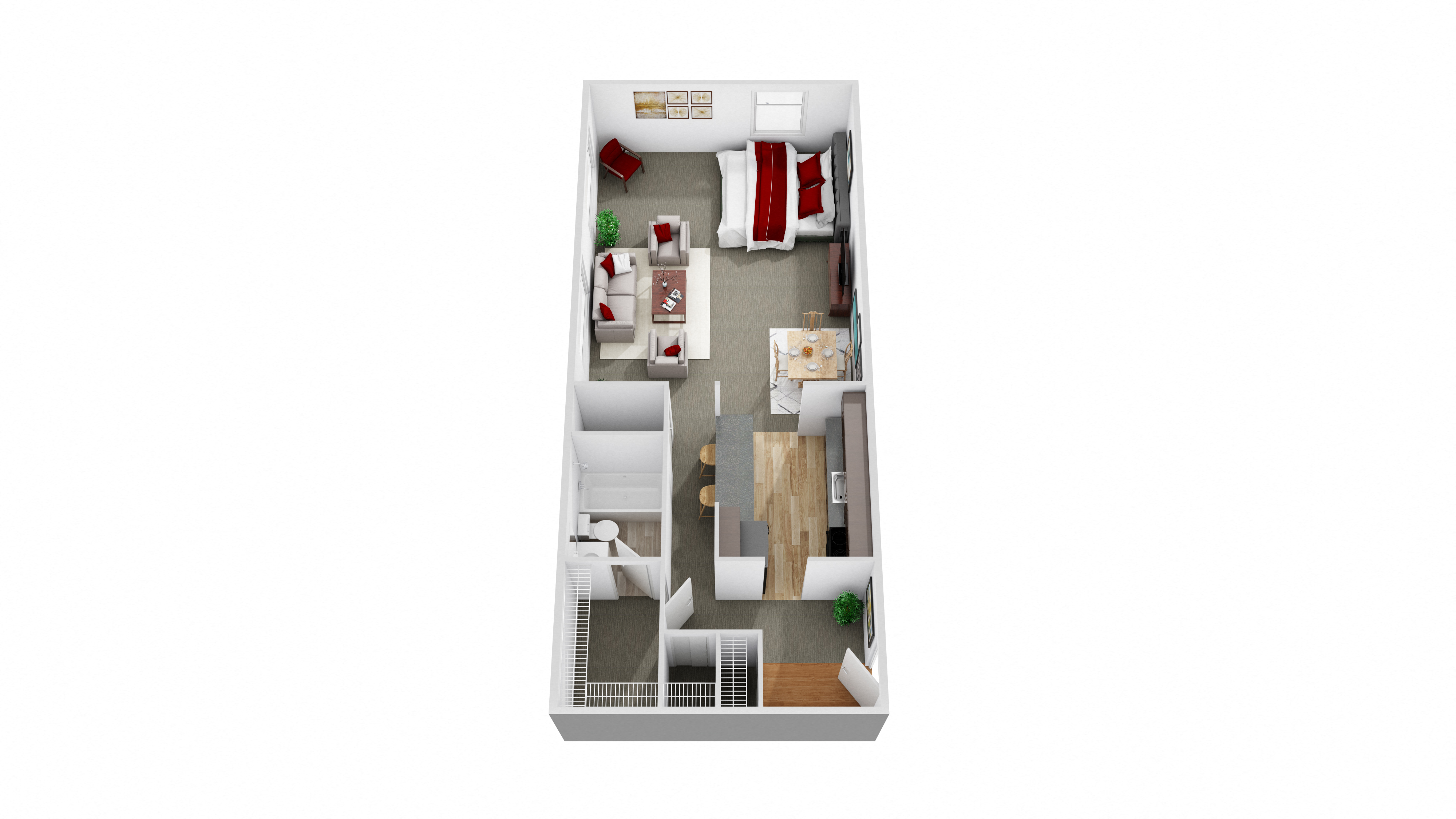 Floor plan for studio, 1 bath, 680 sqft